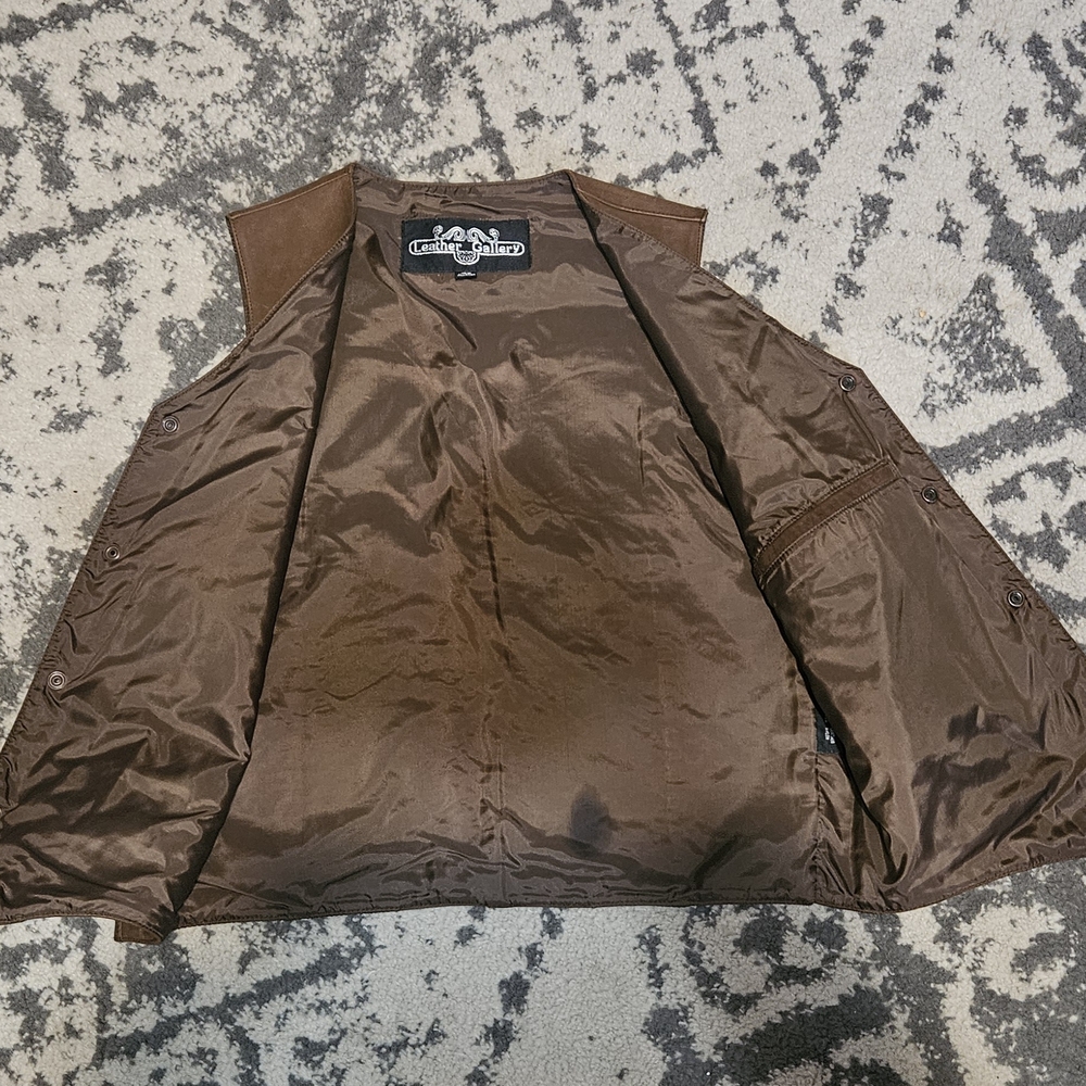 Vintage 1980s 1990s Leather Gallery Mens Brown Vest Size 42 - Picture 4 of 5